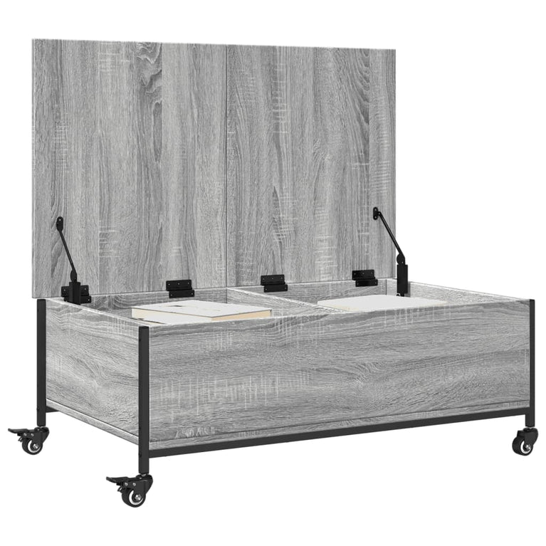 Salontafel met wielen 91x55x34 cm bewerkt hout grijs sonoma