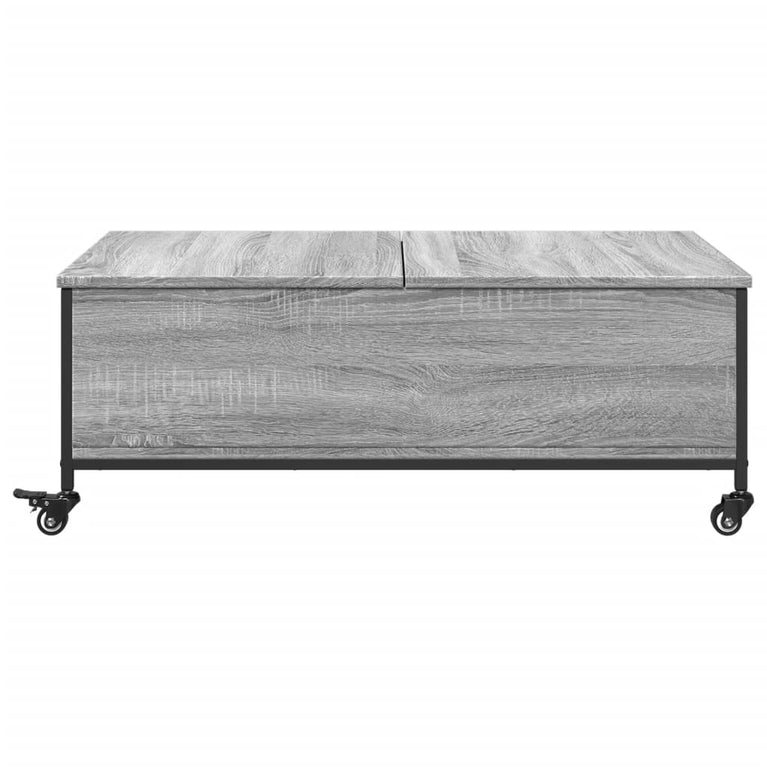 Salontafel met wielen 91x55x34 cm bewerkt hout grijs sonoma