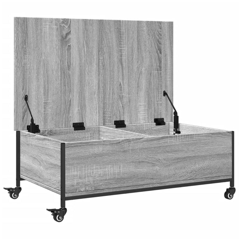 Salontafel met wielen 91x55x34 cm bewerkt hout grijs sonoma