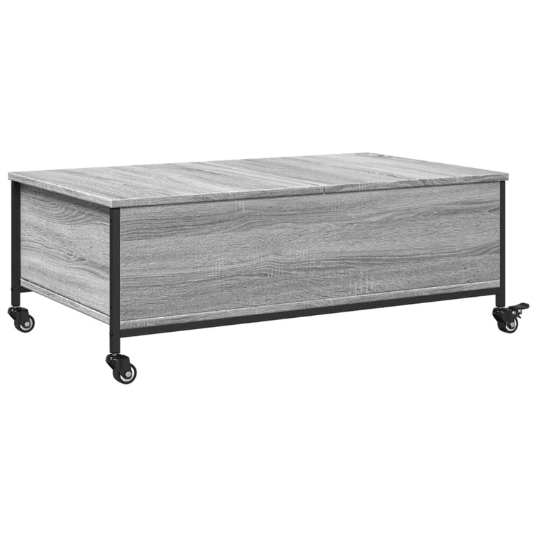 Salontafel met wielen 91x55x34 cm bewerkt hout grijs sonoma