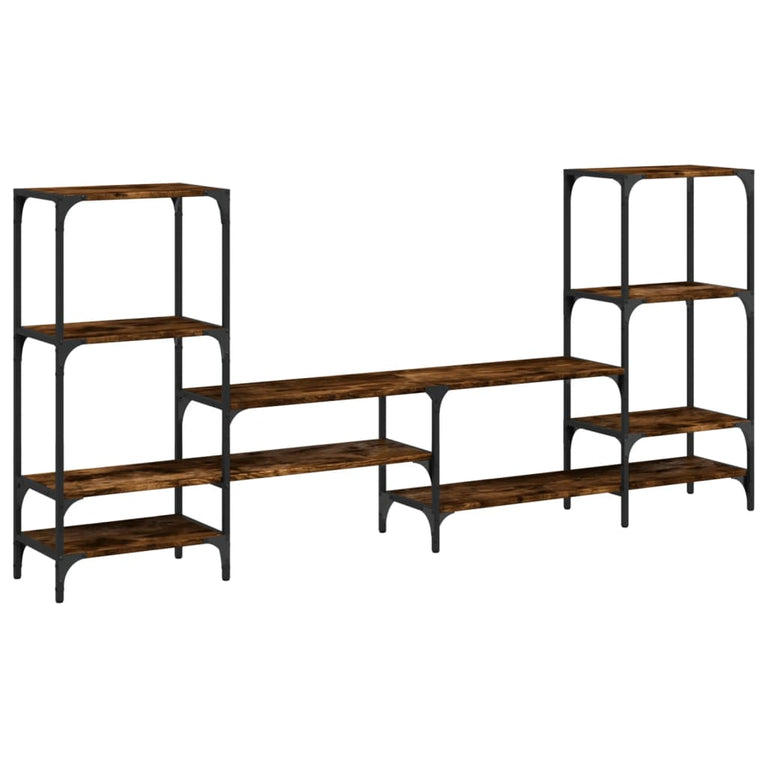 Tv-meubel 206,5x28,5x95 cm bewerkt hout gerookt eikenkleurig