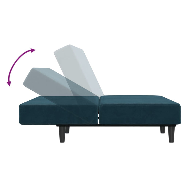 Slaapbank 2-zits fluweel blauw