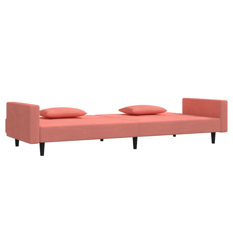 Slaapbank 2-zits met 2 kussens fluweel roze