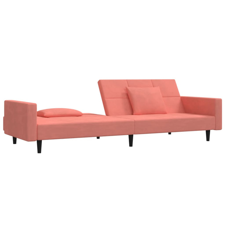 Slaapbank 2-zits met 2 kussens fluweel roze