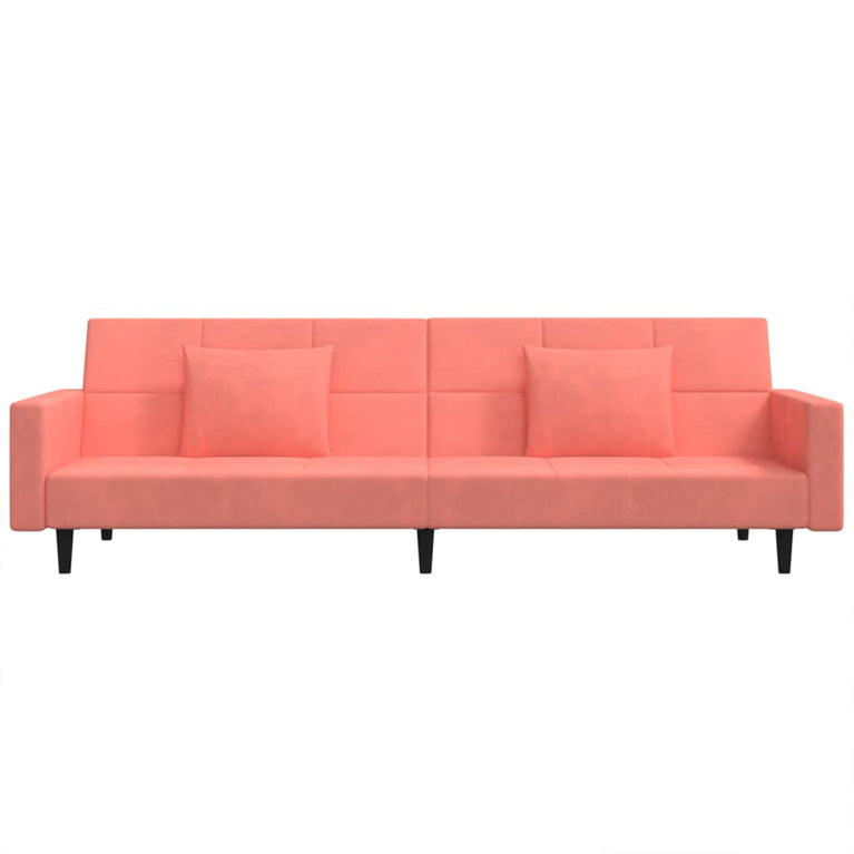 Slaapbank 2-zits met 2 kussens fluweel roze