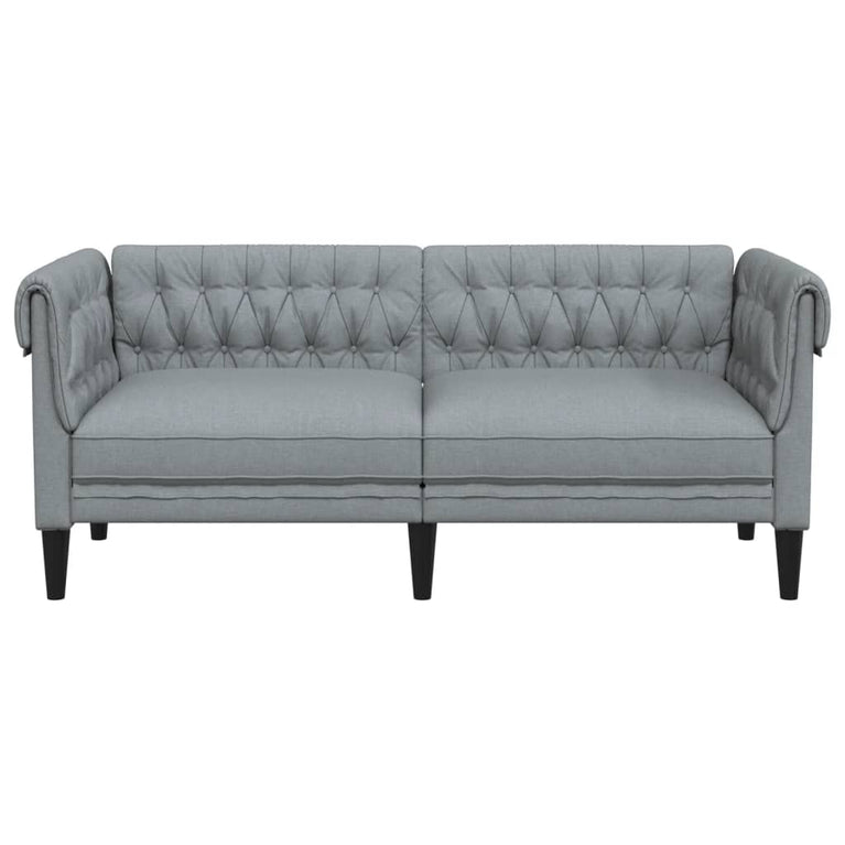 Tweezitsbank Chesterfield-stijl stof lichtgrijs