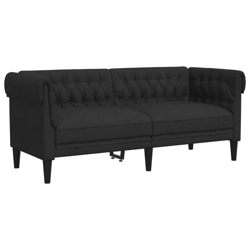 Tweezitsbank Chesterfield-stijl stof zwart