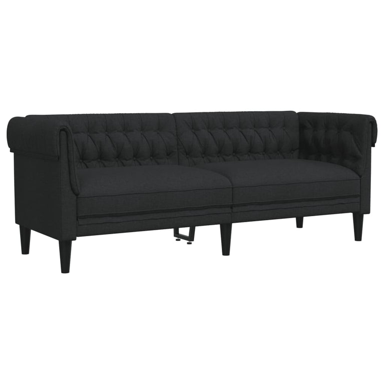 Driezitsbank Chesterfield-stijl stof zwart