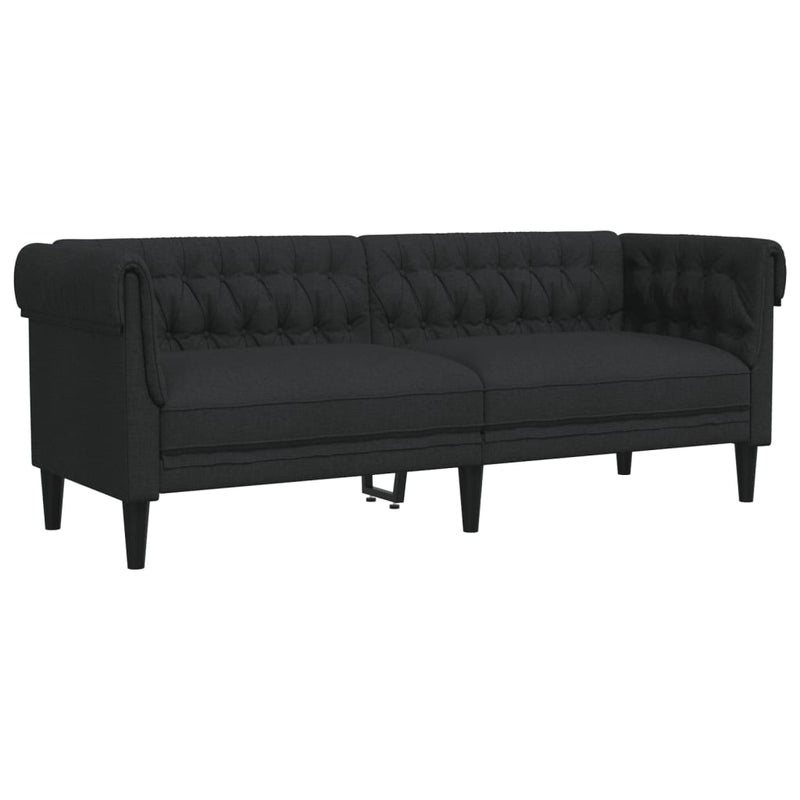 Driezitsbank Chesterfield-stijl stof zwart