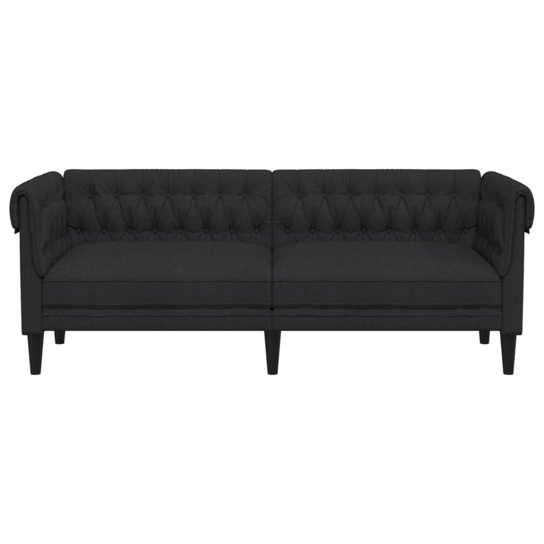 Driezitsbank Chesterfield-stijl stof zwart