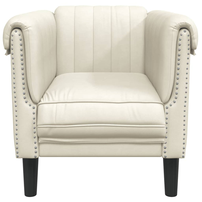 Fauteuil fluweel crèmekleurig