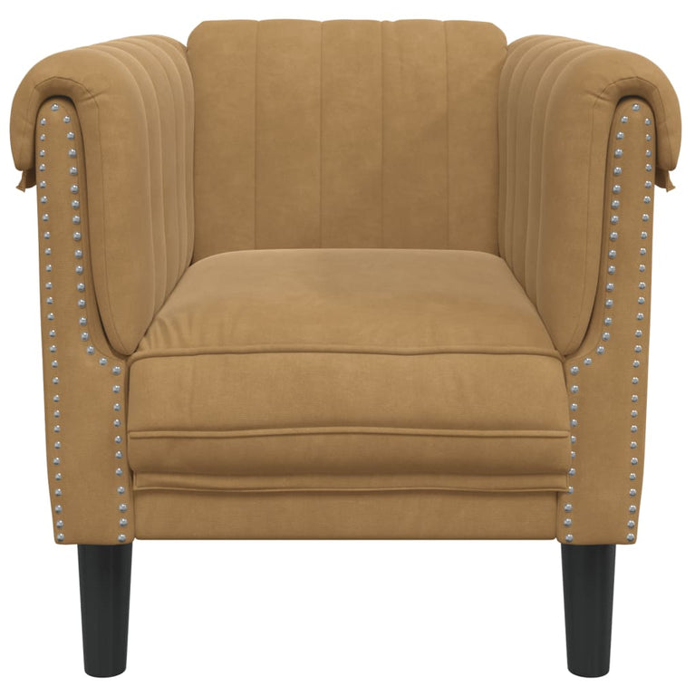 Fauteuil fluweel bruin