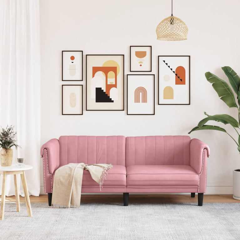 2-zitsbank fluweel roze