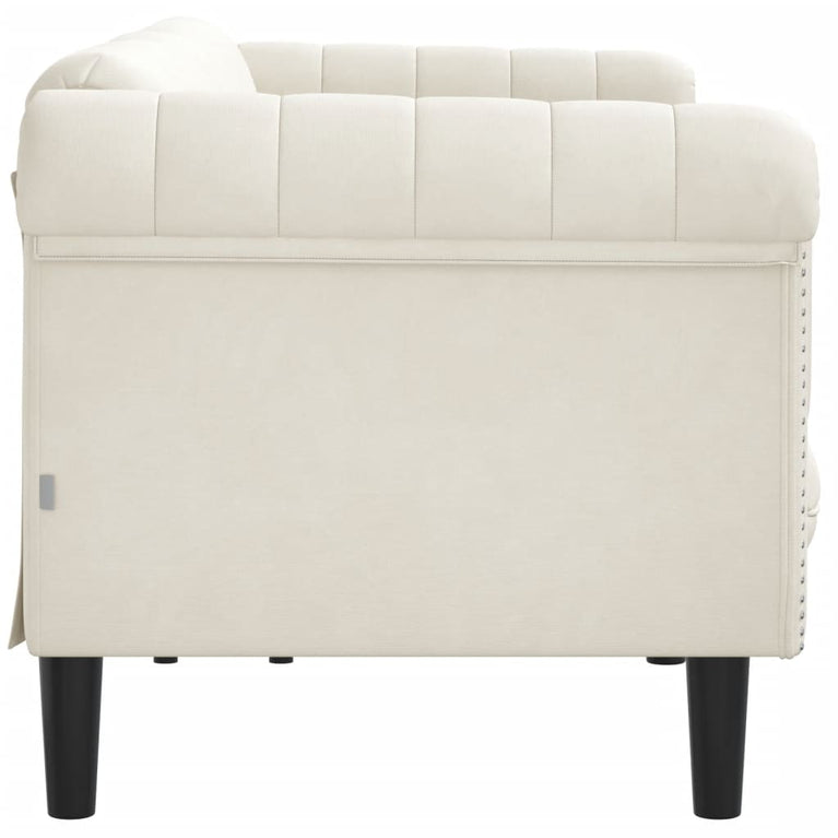 Driezitsbank fluweel crèmekleurig