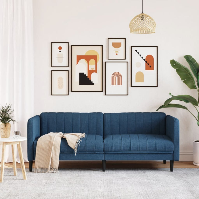 Driezitsbank stof blauw