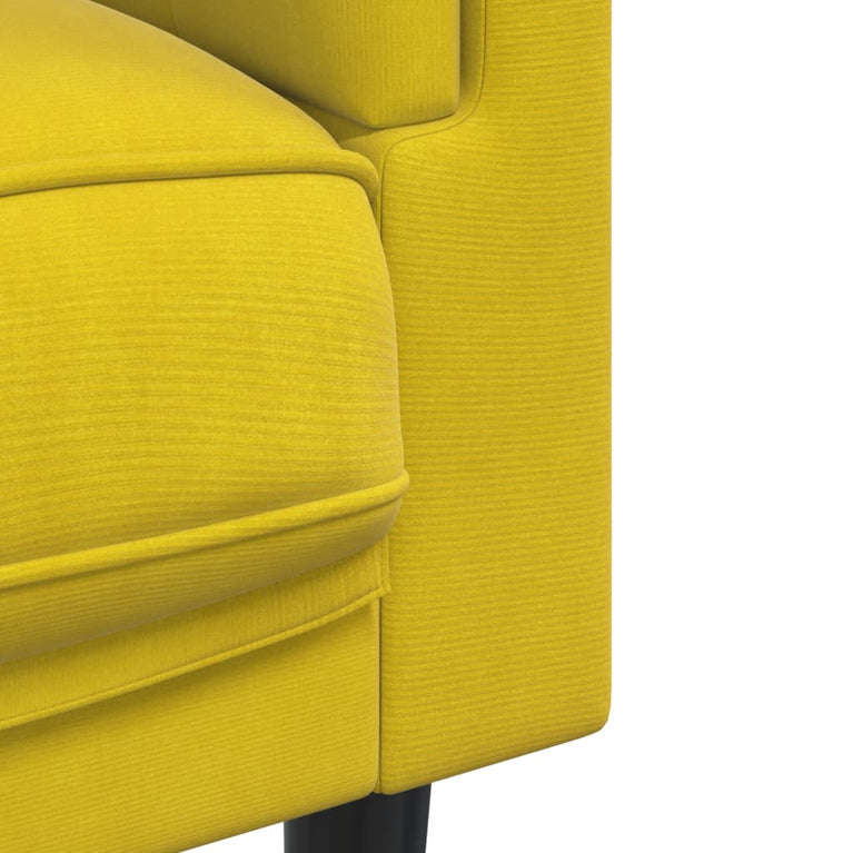 Fauteuil met kussen fluweel geel