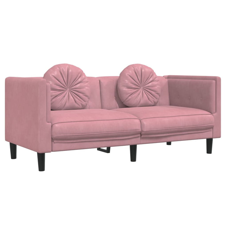 Bank met kussens 2-zits fluweel roze