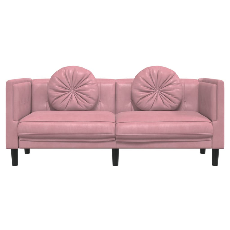 Bank met kussens 2-zits fluweel roze