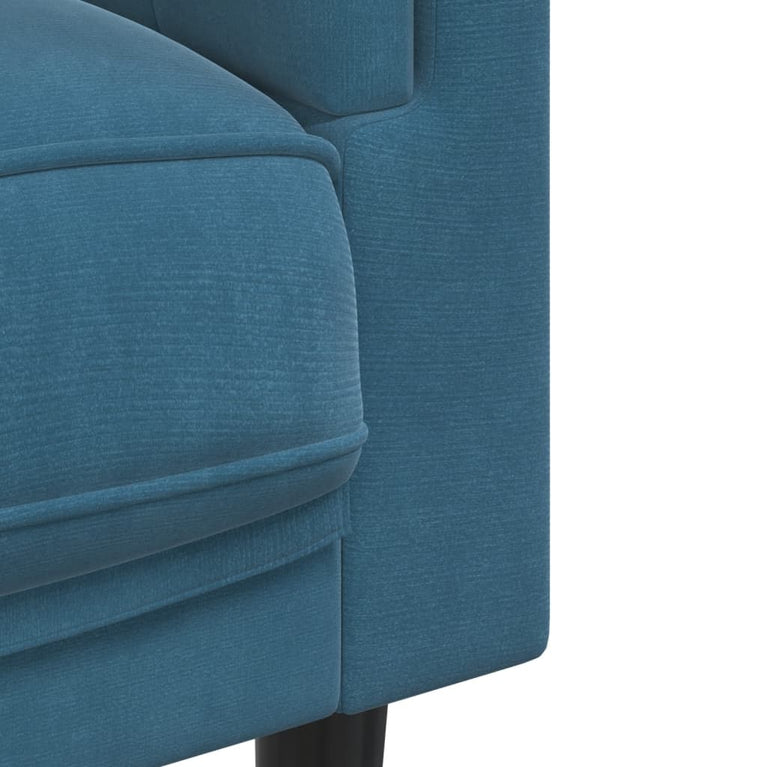 Bank met kussens 2-zits fluweel blauw