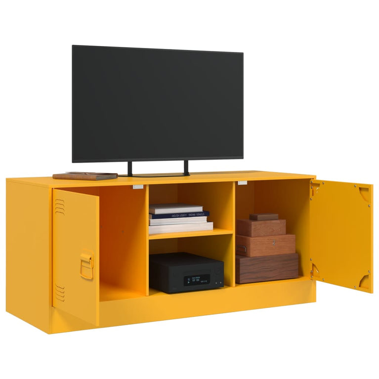 Tv-meubel 99x39x44 cm staal mosterdgeel