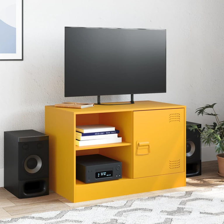 Tv-meubel 67x39x44 cm staal mosterdgeel