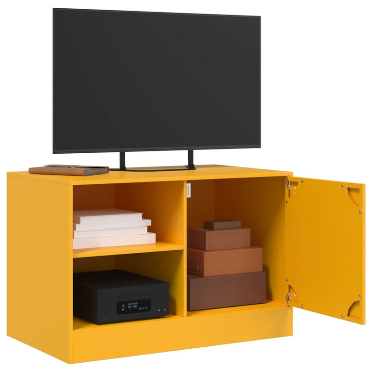 Tv-meubel 67x39x44 cm staal mosterdgeel