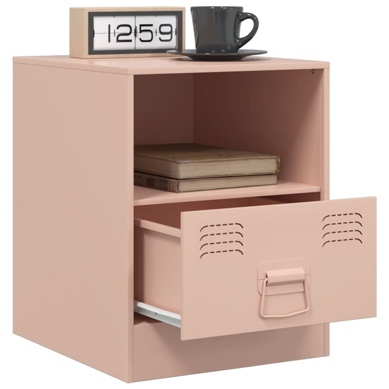 Nachtkastjes 2 st 34,5x39x44 cm staal roze