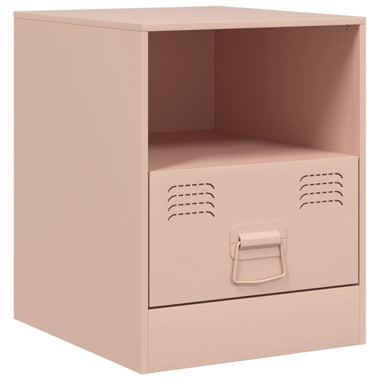 Nachtkastjes 2 st 34,5x39x44 cm staal roze