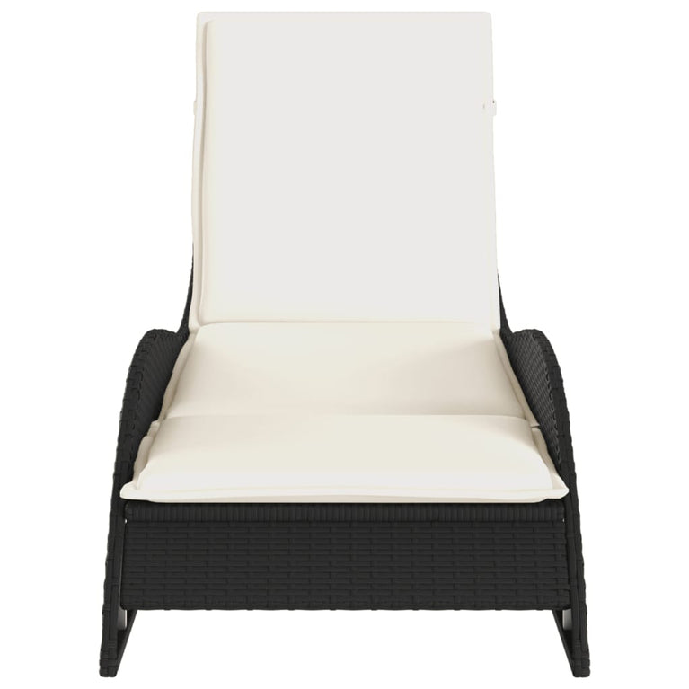 Ligbed met kussen 60x205x73 cm poly rattan zwart