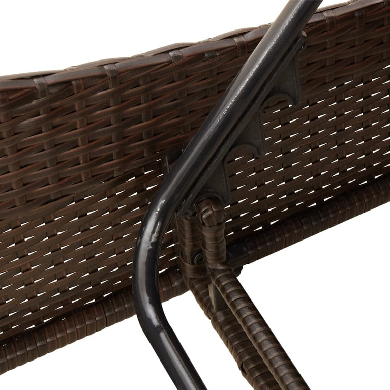Ligbed met kussen 60x205x73 cm poly rattan bruin