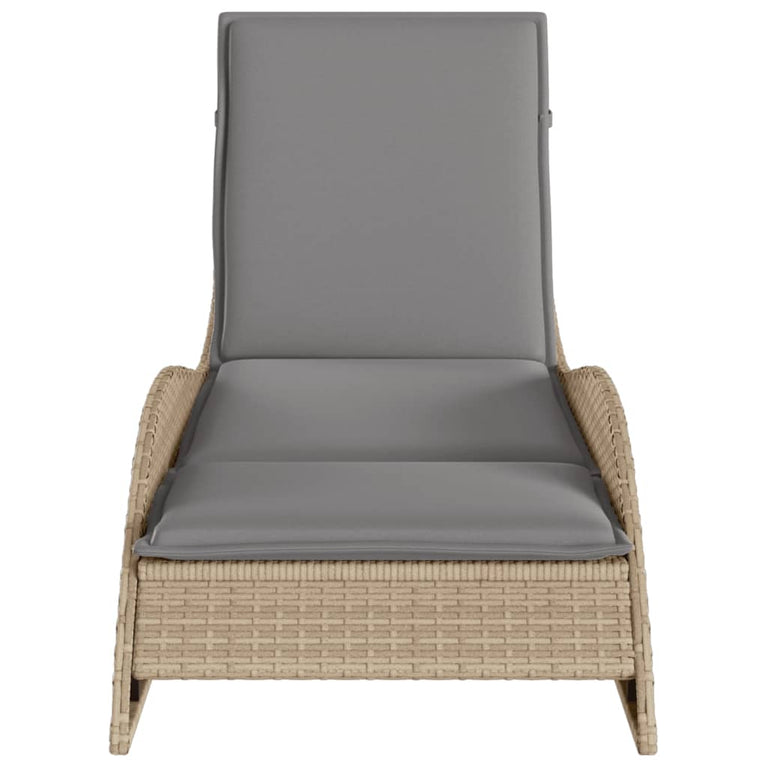 Ligbed met kussen 60x205x73 cm poly rattan beige