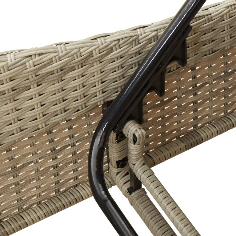 Ligbed met kussen 60x205x73 cm poly rattan lichtgrijs