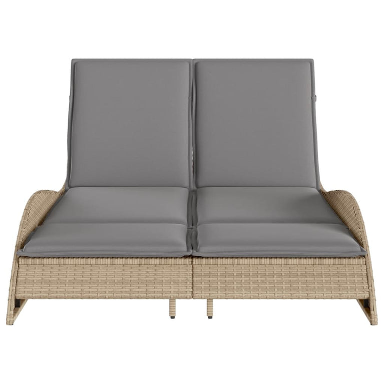 Ligbed met kussens 114x205x73 cm poly rattan beige