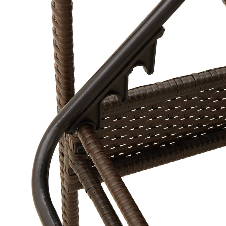 Ligbed met kussen 63x200x81 cm poly rattan bruin