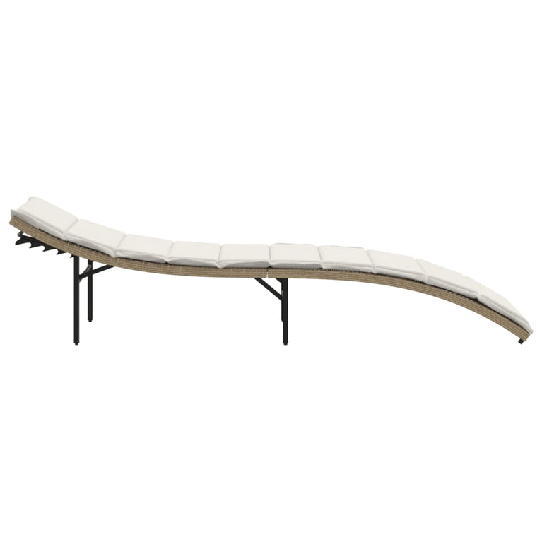 Ligbed met kussen 55x199x50 cm poly rattan beige