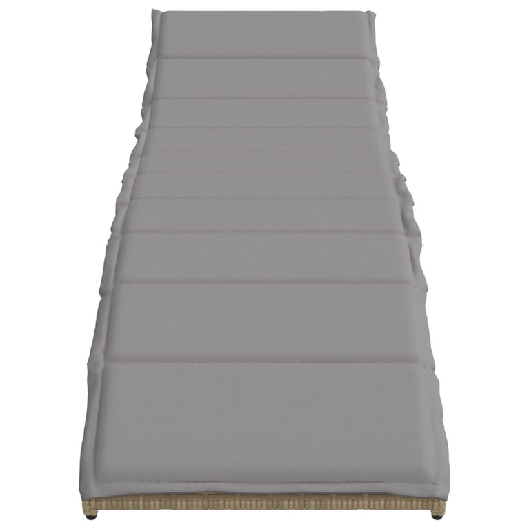 Ligbed met kussen 55x199x50 cm poly rattan beige