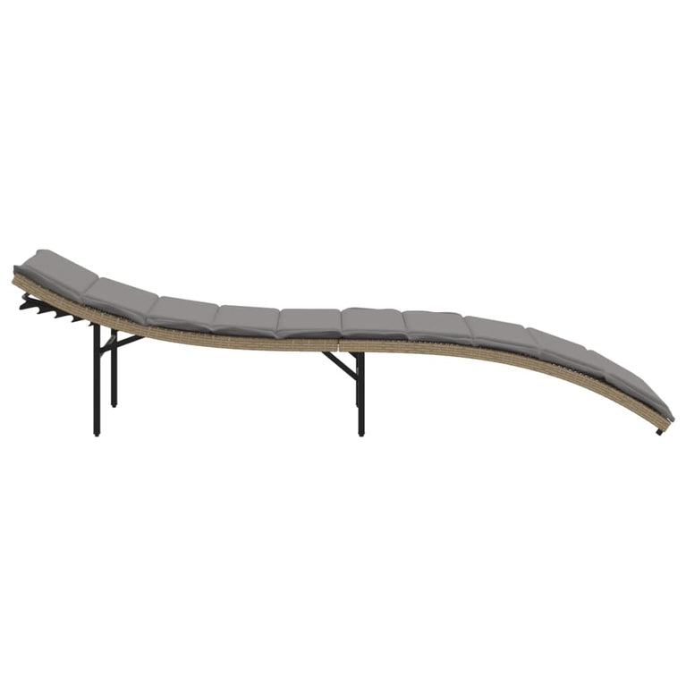 Ligbed met kussen 55x199x50 cm poly rattan beige