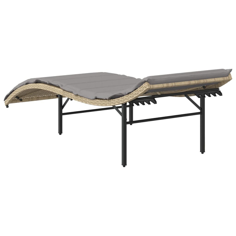 Ligbed met kussen 55x199x50 cm poly rattan beige