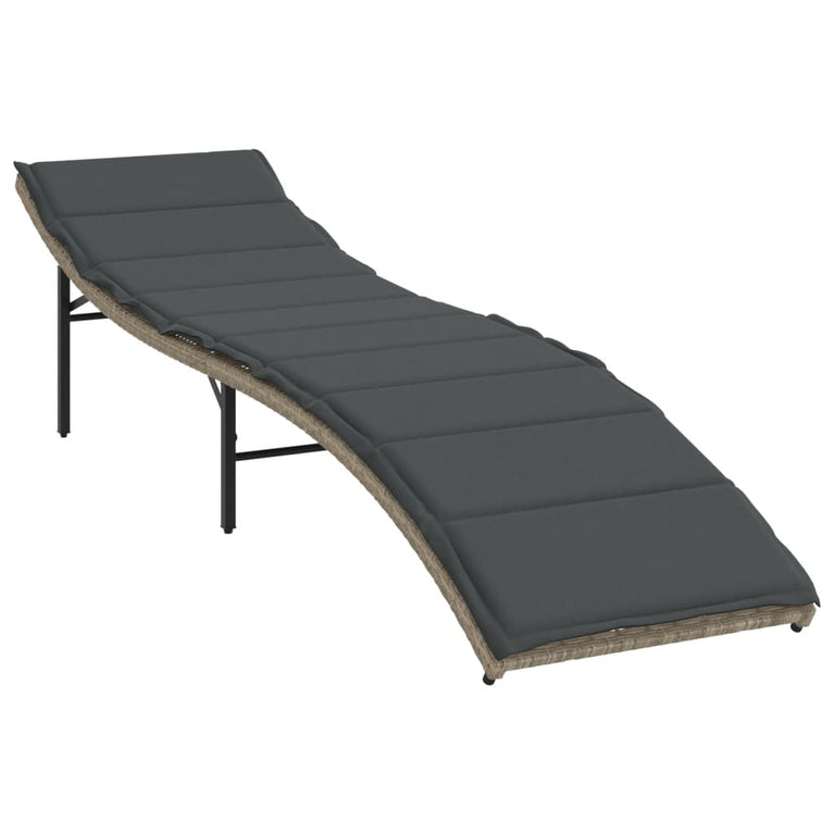 Ligbedden 2 st met tafel poly rattan lichtgrijs