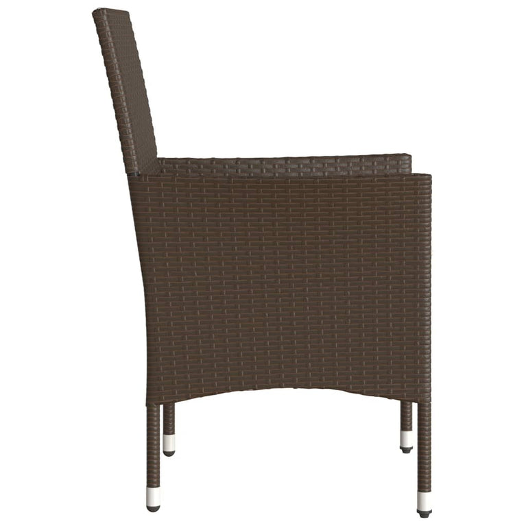 Tuinstoelen 2 st met kussens poly rattan bruin