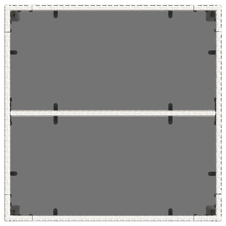 Tuintafel met glazen blad 90x90x75 cm poly rattan wit