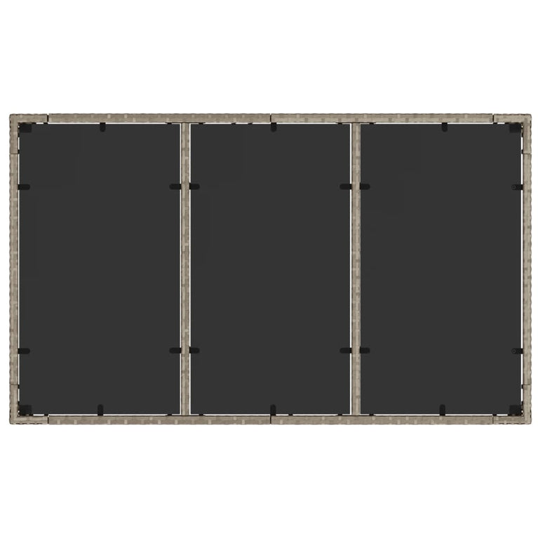 Tuintafel met glazen blad 150x90x75 cm poly rattan lichtgrijs