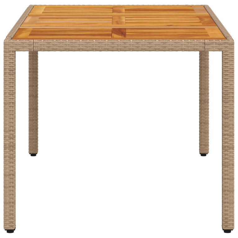 Tuintafel 150x90x75 cm poly rattan en massief acaciahout beige