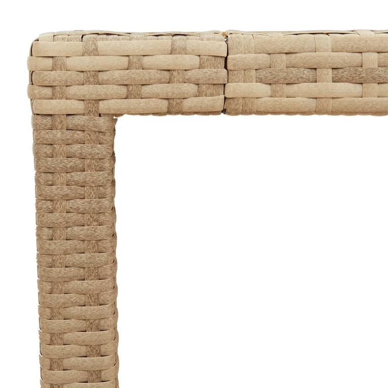 Tuintafel 150x90x75 cm poly rattan en massief acaciahout beige