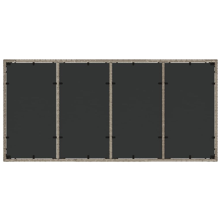 Tuintafel met glazen blad 190x90x75 cm poly rattan lichtgrijs