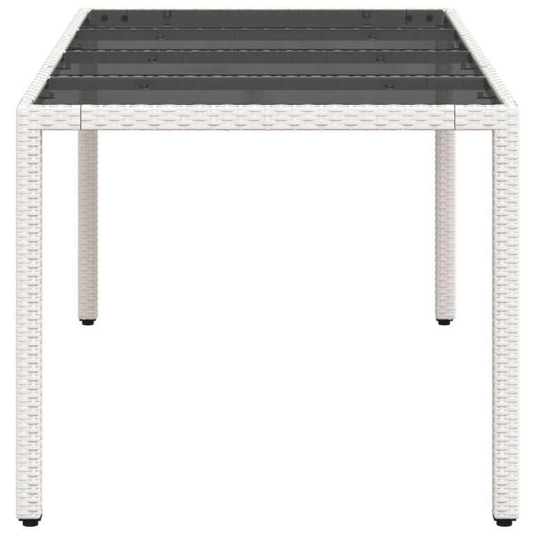 Tuintafel met glazen blad 190x90x75 cm poly rattan wit