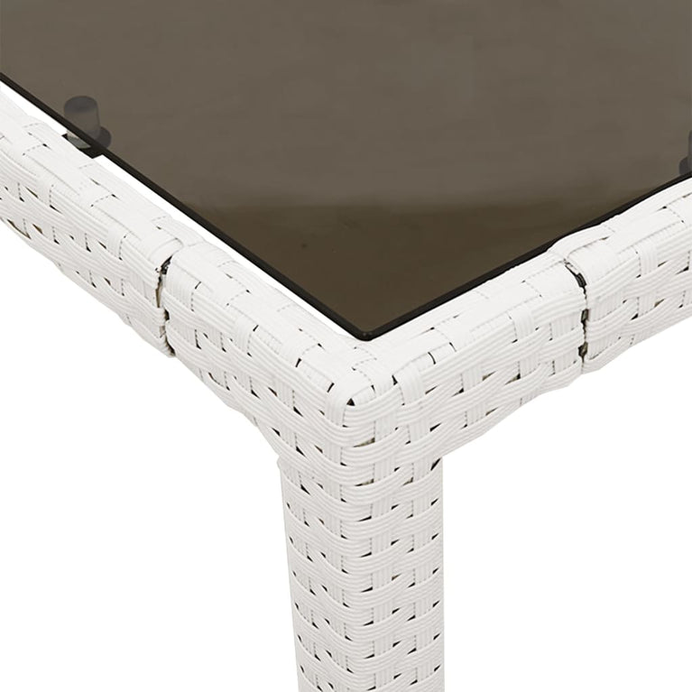Tuintafel met glazen blad 190x90x75 cm poly rattan wit