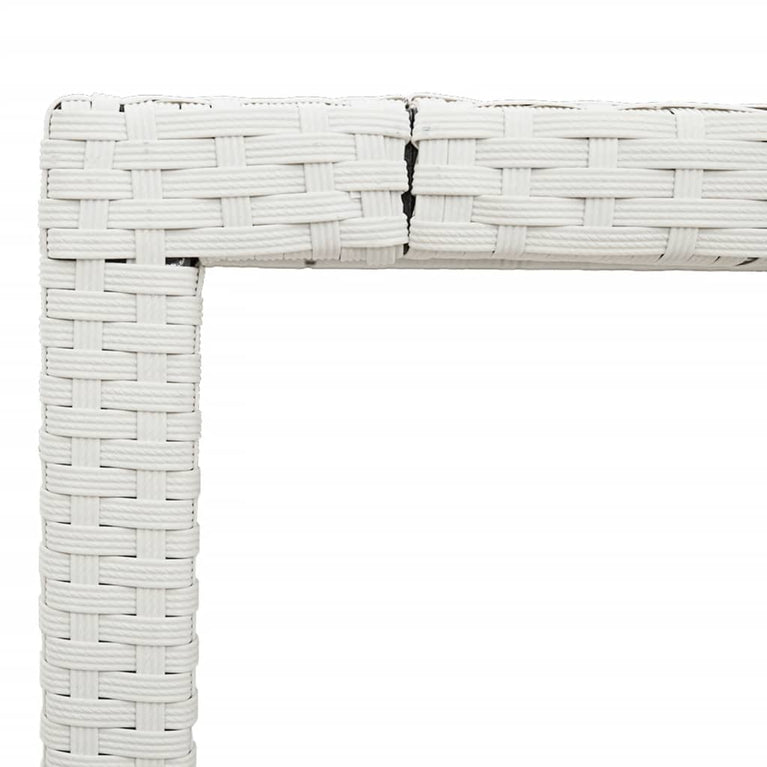 Tuintafel met glazen blad 190x90x75 cm poly rattan wit