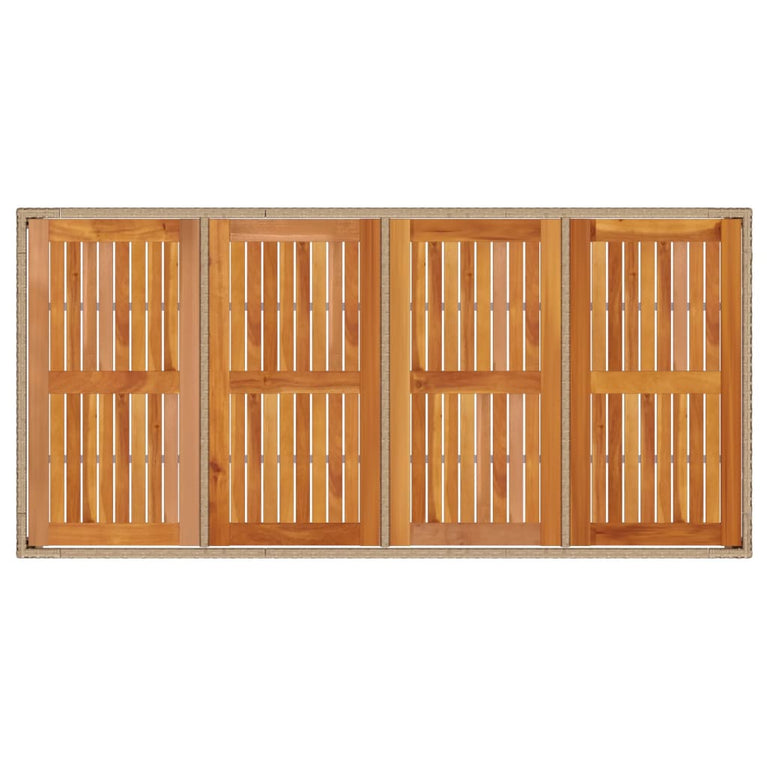 Tuintafel 190x90x75 cm poly rattan en acaciahout beige