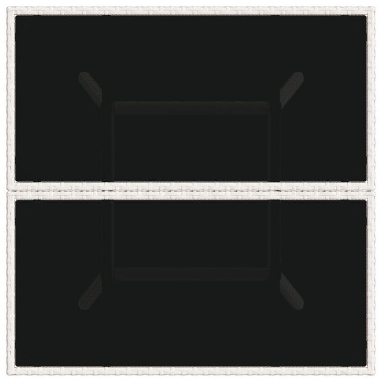 Tuintafel met glazen blad 80x80x75 cm poly rattan wit